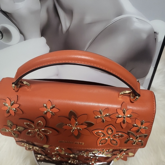 NWOT Michael Kors Flowers Ava Small Leather Top Handle Satchel orange floral bag - Picture 4 of 8